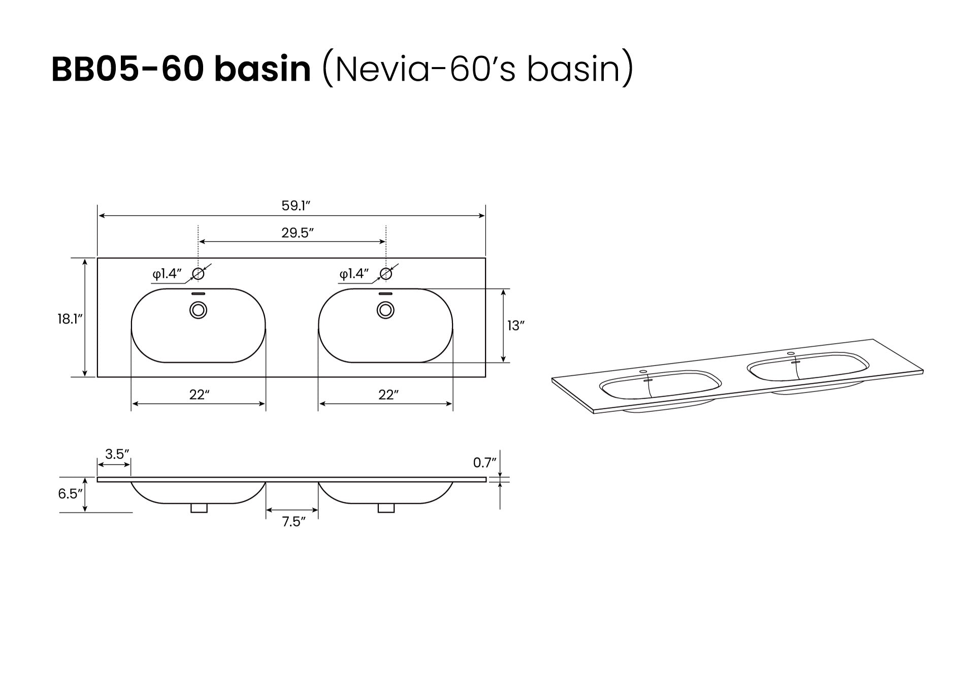 U054 Nevia60W 207 Nevia 60" Exclusive Gray