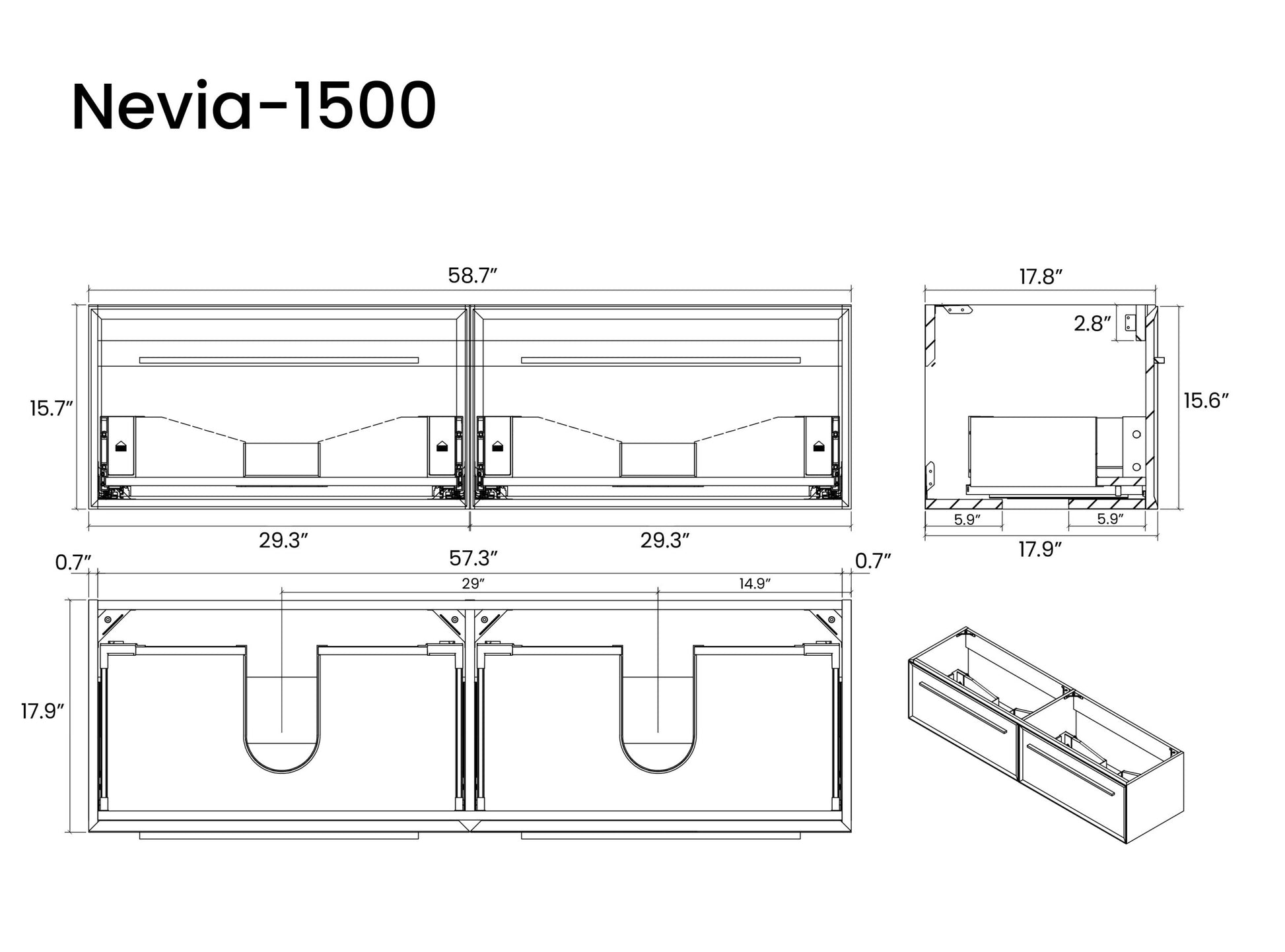 U054 Nevia60W 207 Nevia 60" Exclusive Gray