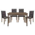 Walnut Brown Finish 5pc Dining Set Rectangular Table wood-wood-walnut-solid back-seats 4-dining