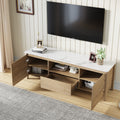58 Inches Modern TV stand with LED Lights natural wood wash-particle board