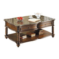 Traditional Formal Marble Top Cocktail Table with 2 mahogany-primary living