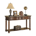 Traditional Formal Marble Top Sofa Table with 2 Drawer mahogany-primary living