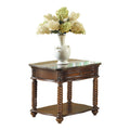 Traditional Formal Marble Top End Table with Drawer mahogany-primary living