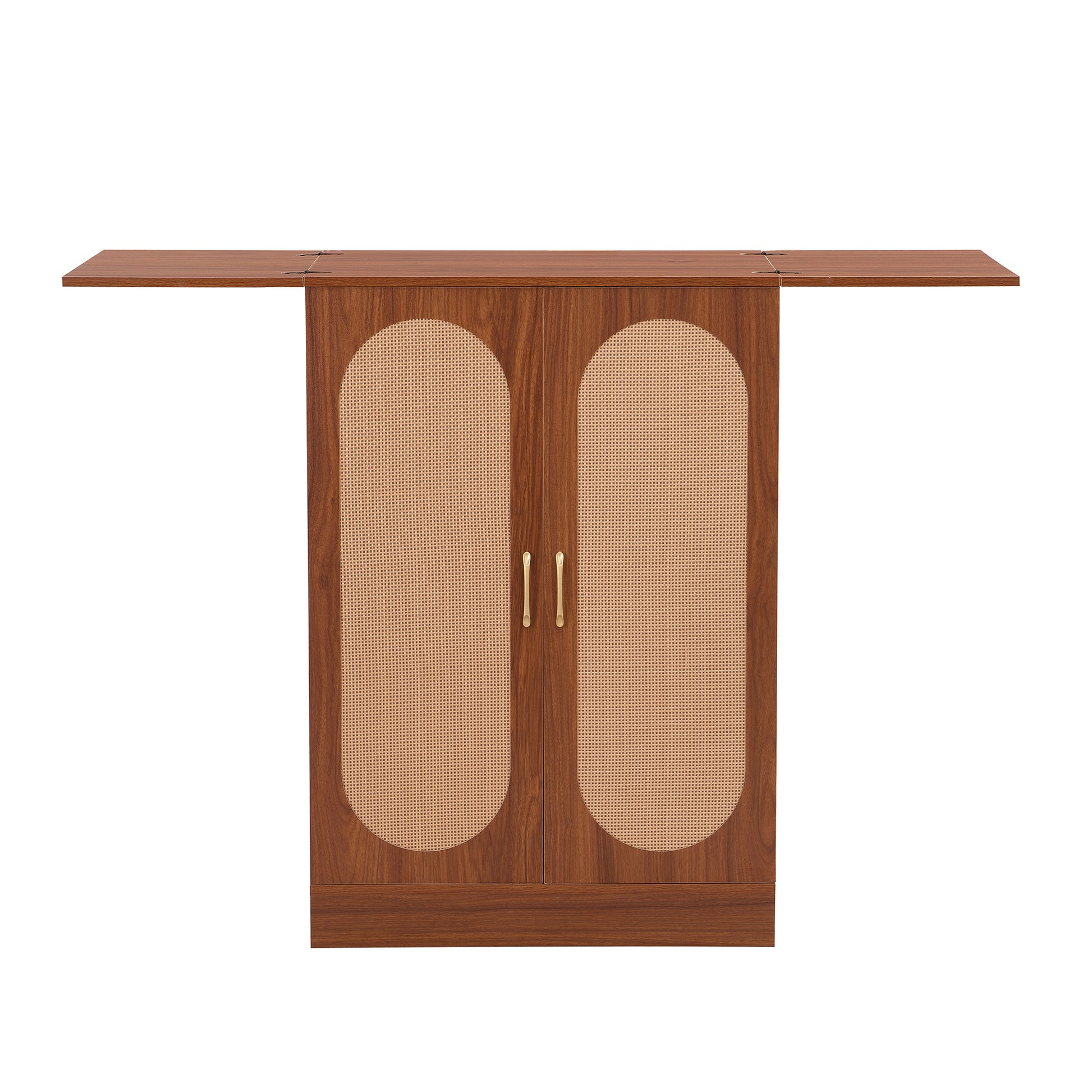 41.9" Home Bar Cabinet, Industrial Walnut Rattan