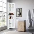 White Tall Corner Cabinet With Glass Doors & Led