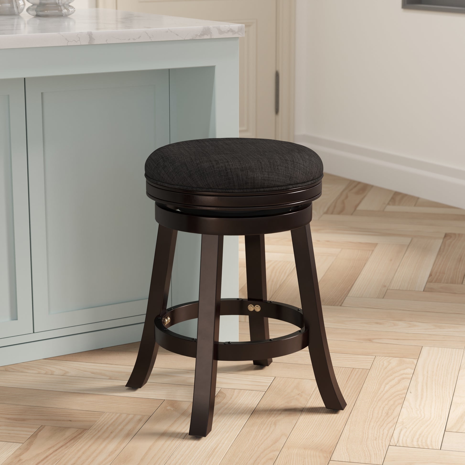 24" Counter Stool, Espresso Finish, Charcoal Fabric espresso-fabric