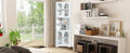 White Tall Corner Cabinet With Glass Doors & Led