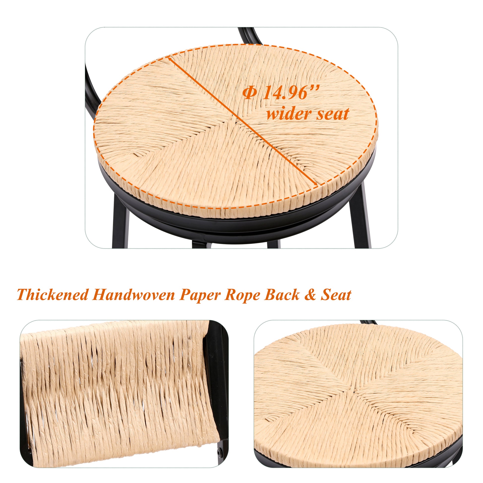 Honey Swivel Bar Stools Paper Rope Handwoven