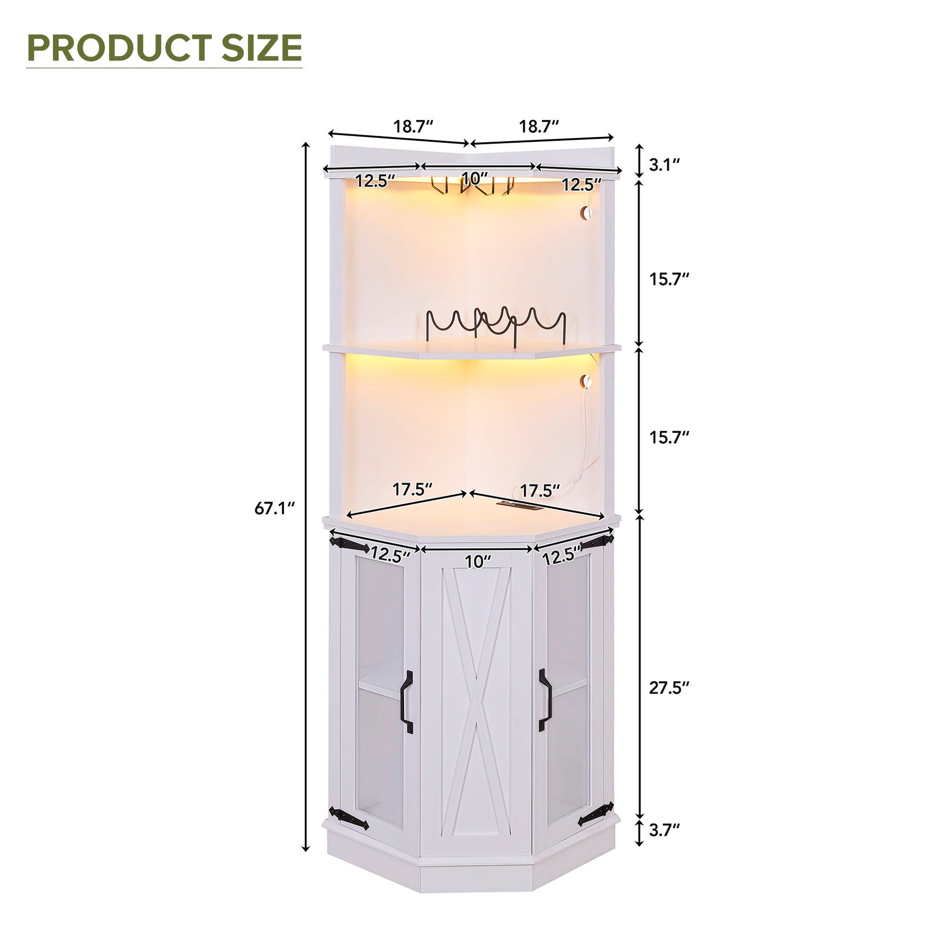 67.7" Corner Bar Cabinet With Power Outlet,