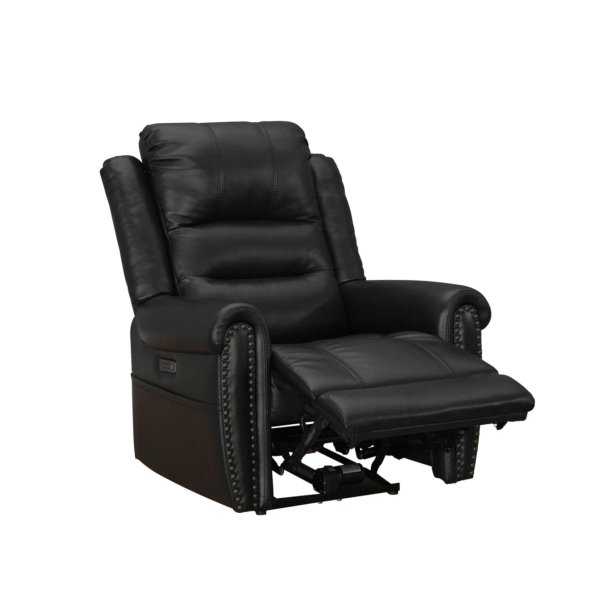 Leather With Nailhead Double Power Recliner Power