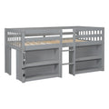 Twin Size Kid Low Loft Bed With Two Tier Shelves