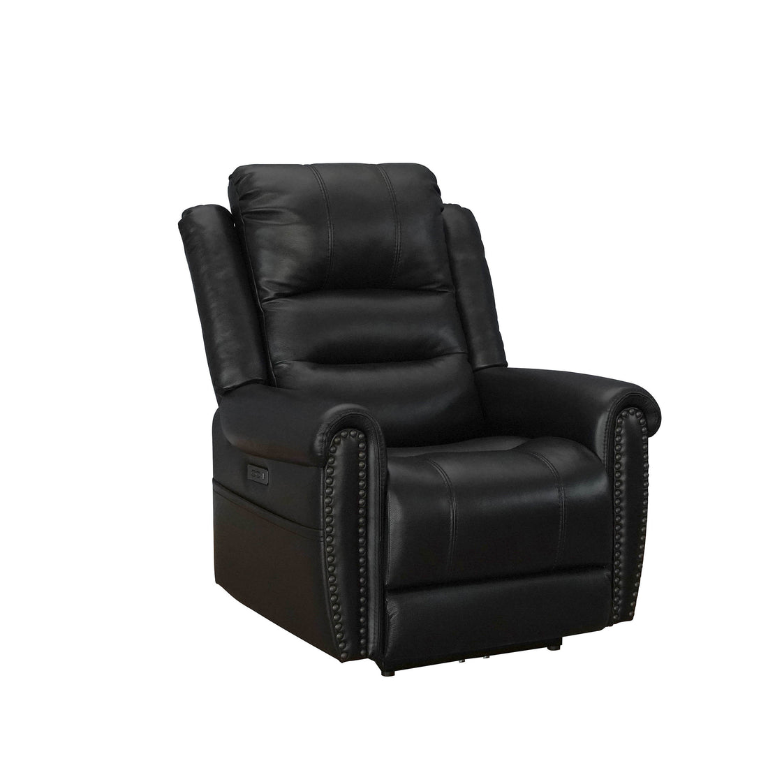 Leather With Nailhead Double Power Recliner Power