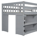 Twin Size Kid Low Loft Bed With Two Tier Shelves