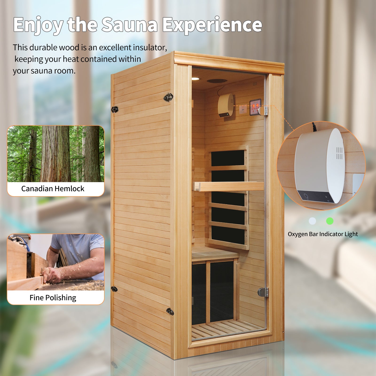 Single Person Far Infrared Sauna Room - Natural