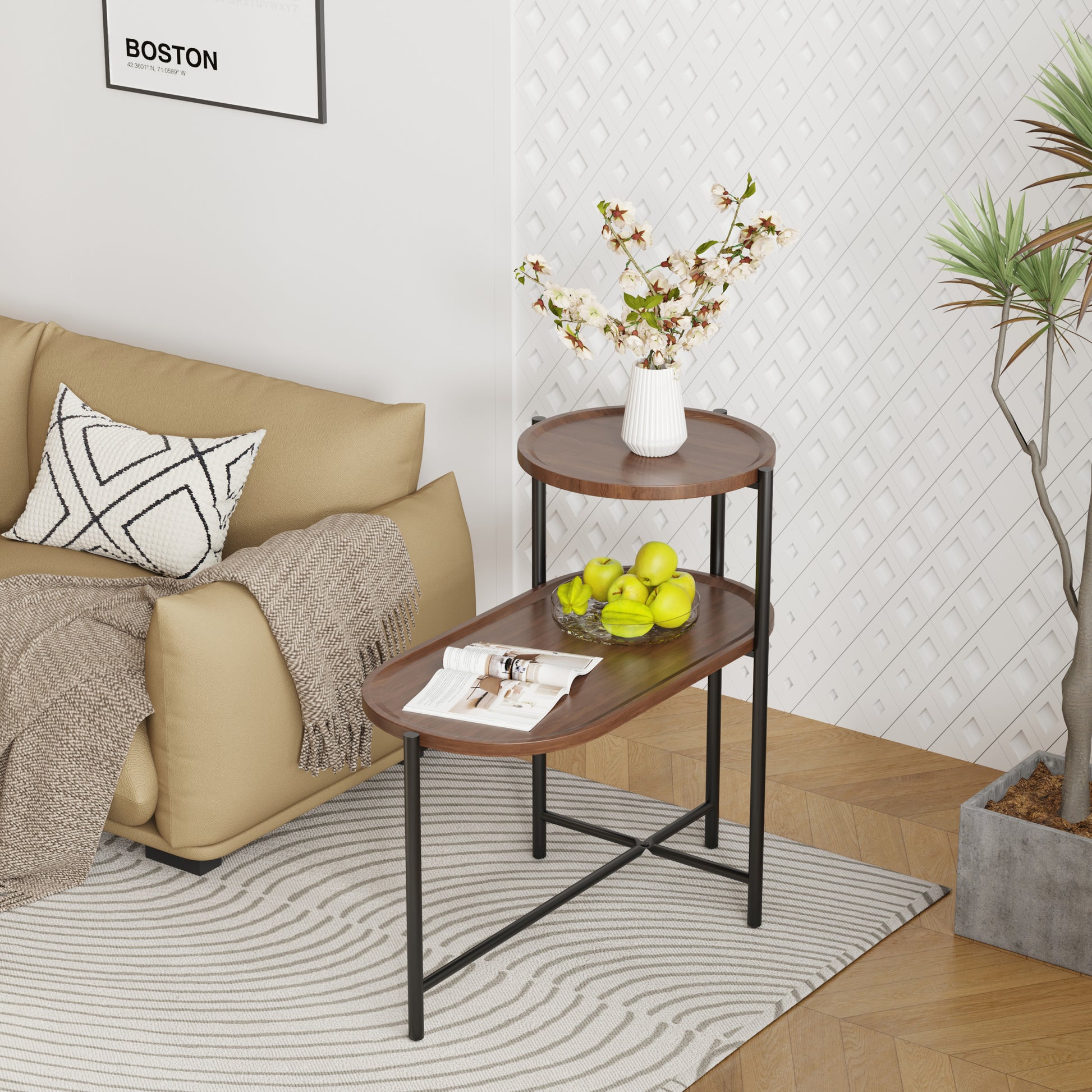 Small Coffee Tables 2 Tier Modern Sofa Side Table