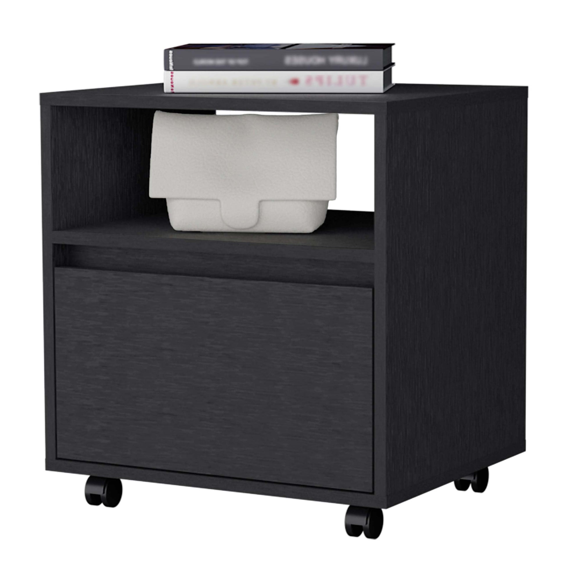 Owen Black 1 Drawer Nightstand - Black 1 Drawer