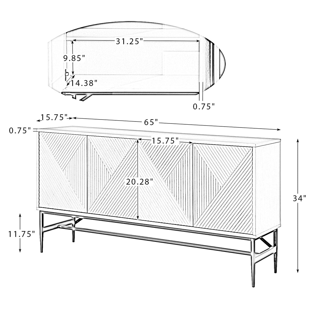 Tits 65'' Wide Sideboard Walnut - Walnut Dining