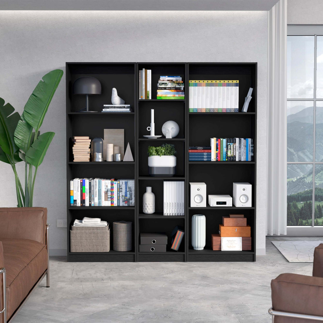 Zanesville Black 3 Piece Living Room Set With 3 -