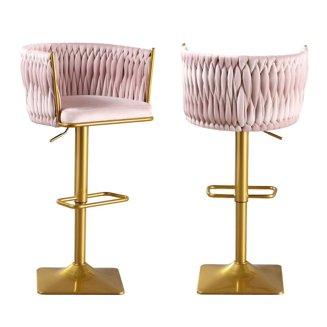 Bar Stools Set Of 2,Gold Velvet Bar