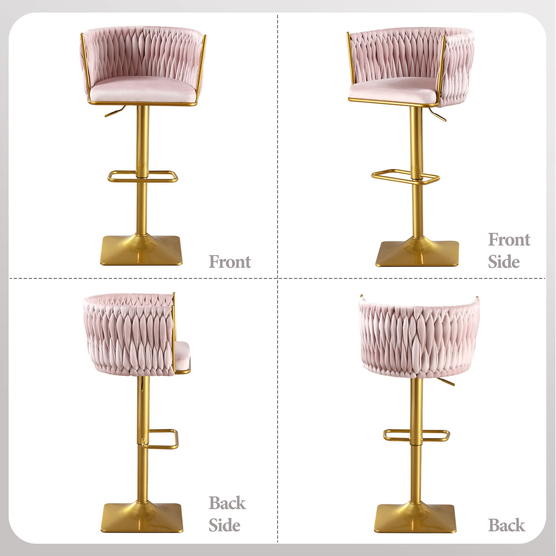 Bar Stools Set Of 2,Gold Velvet Bar