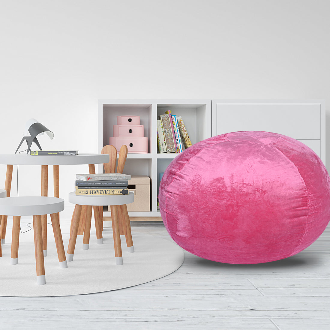 Minky Velvet Bean Bag Chair, Pink 5Ft Plush Floor
