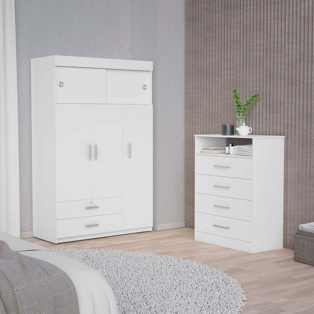 Jackson White 2 Piece Bedroom Set - White White