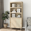 Bookcase,Tall 5 Tier Boho Bookshelf With Door -