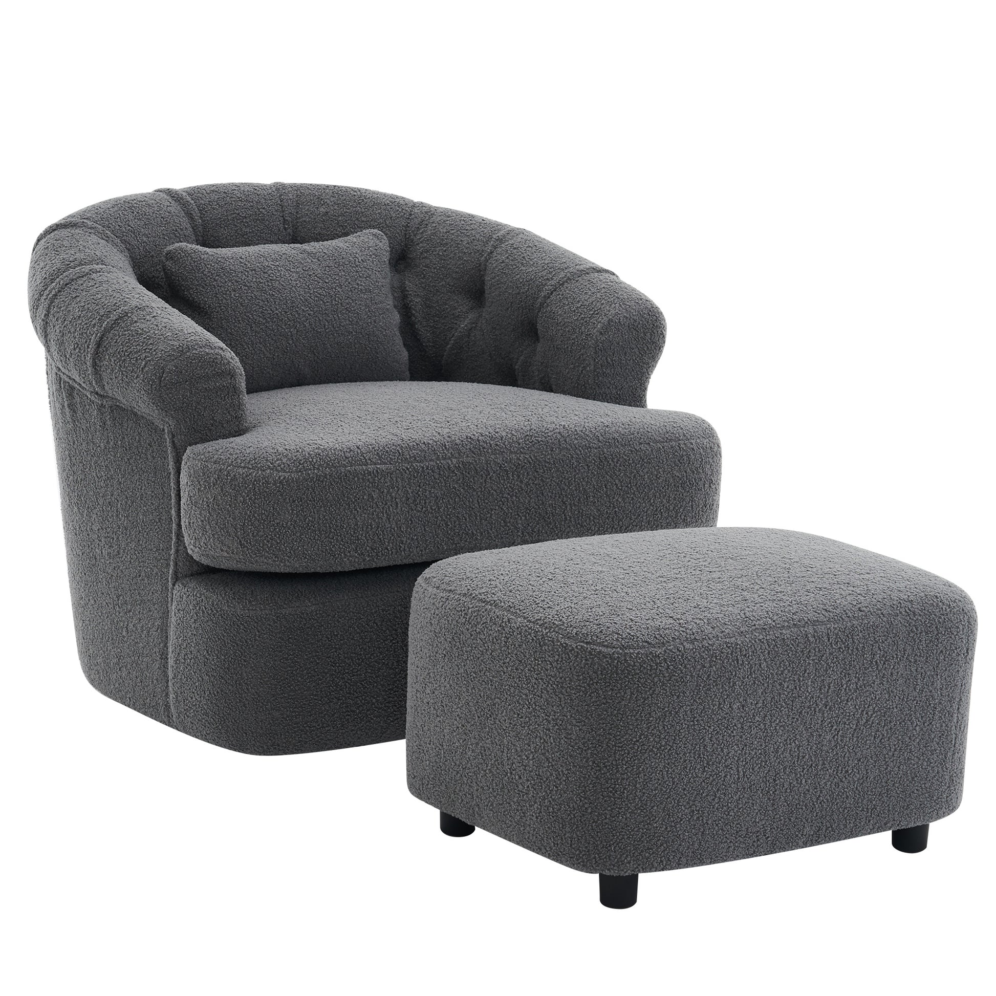 Swivel Chair With Ottoman, Modern Luxury Velvet