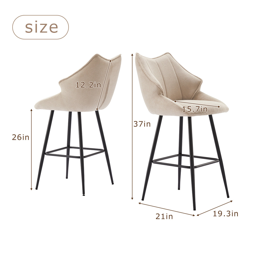 26'' Modern Counter Height Bar Stools Chairs Set