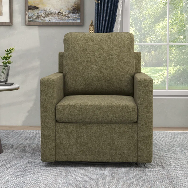 29" Wide Upholstered Swivel Armchair - Green