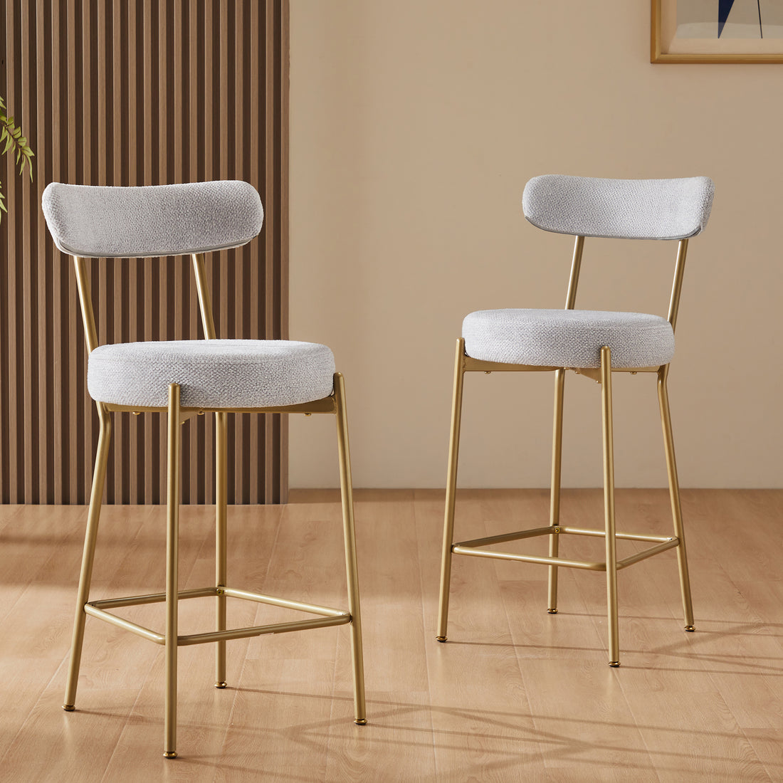 25" Modern Gold Bar Stools Set Of 2 Counter