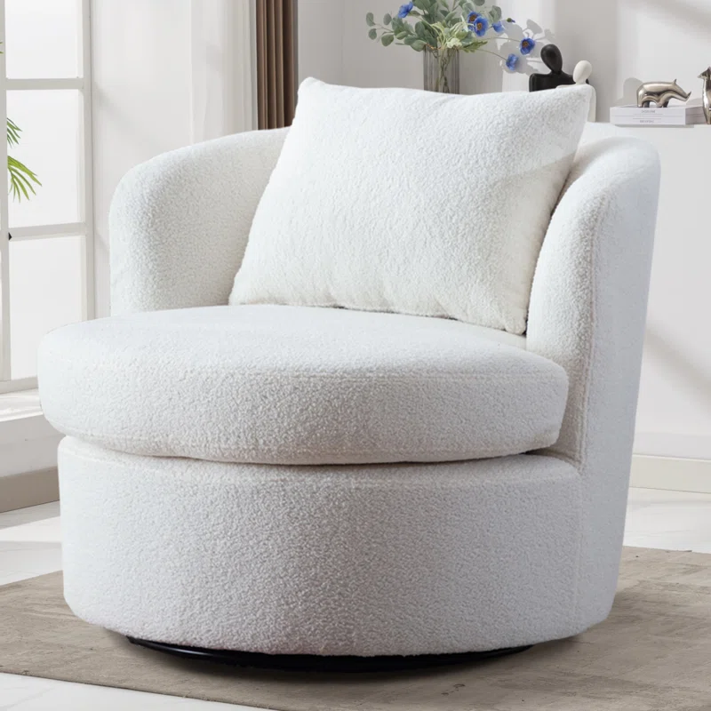 33'' W Super Soft Upholstered Swivel Barrel Chair