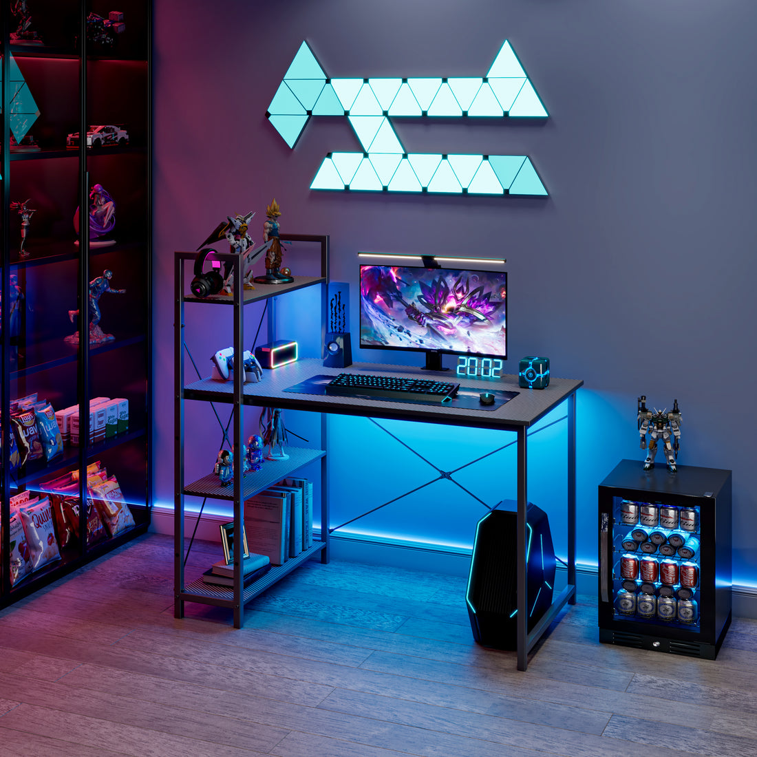 Gaming Desk With Led Lights, Pc Gamer Desk For