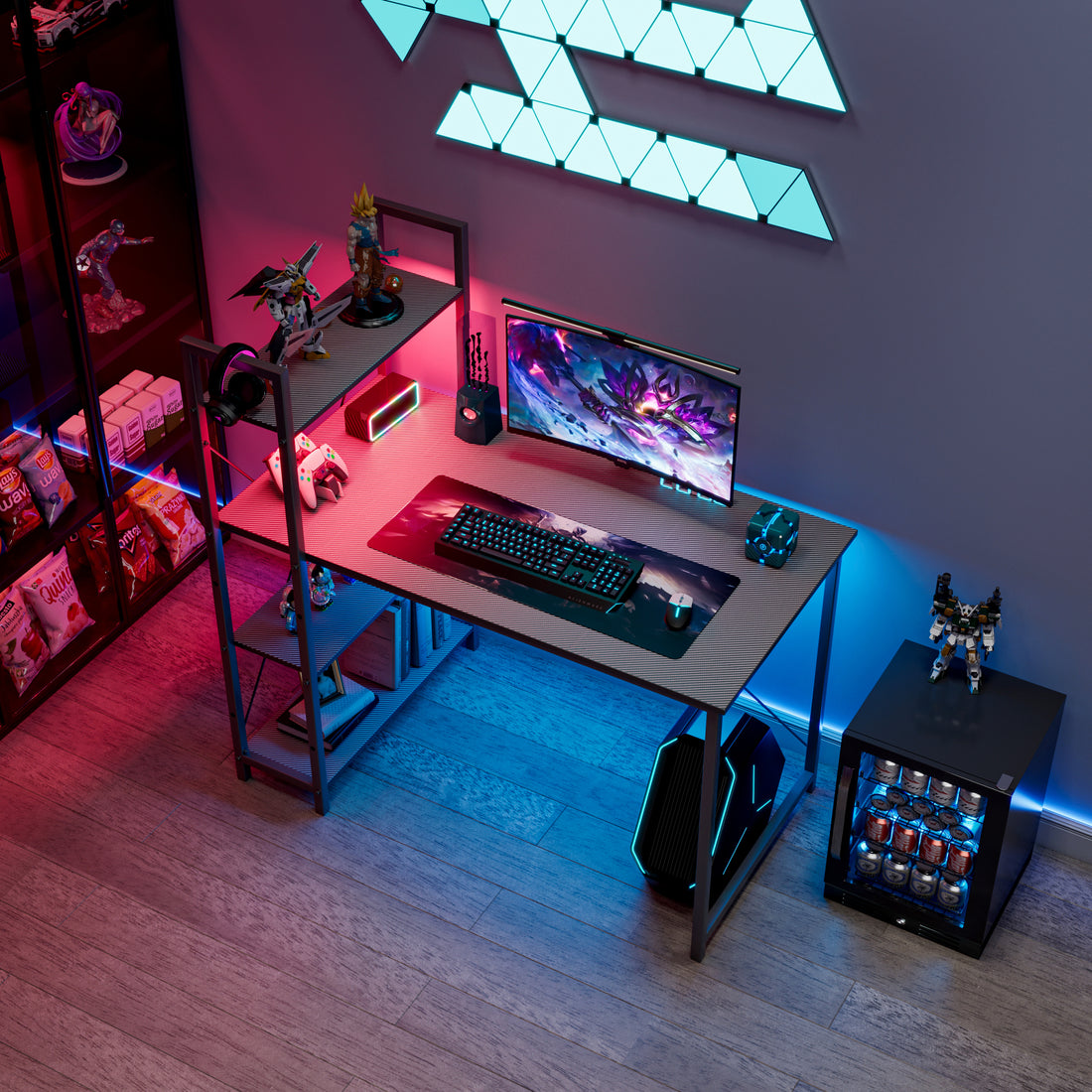 Gaming Desk With Led Lights, Pc Gamer Desk For