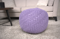 Bordeaux Knitted Cotton Round Pouf, Lavender lavender-cotton