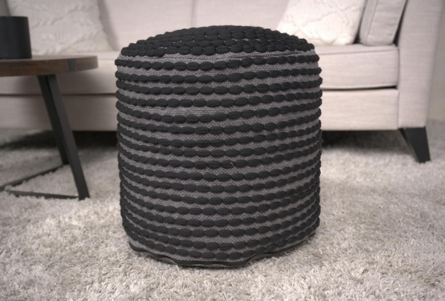 River Water Resistant Handcrafted Cylindrical Pouf black-waterproof fabric