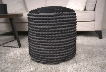 River Water Resistant Handcrafted Cylindrical Pouf black-waterproof fabric