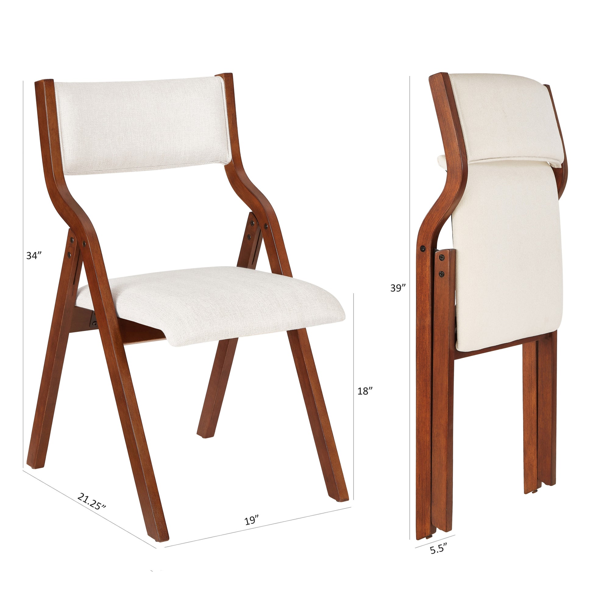 Upholstered Folding Dining Chair, Space Saving,