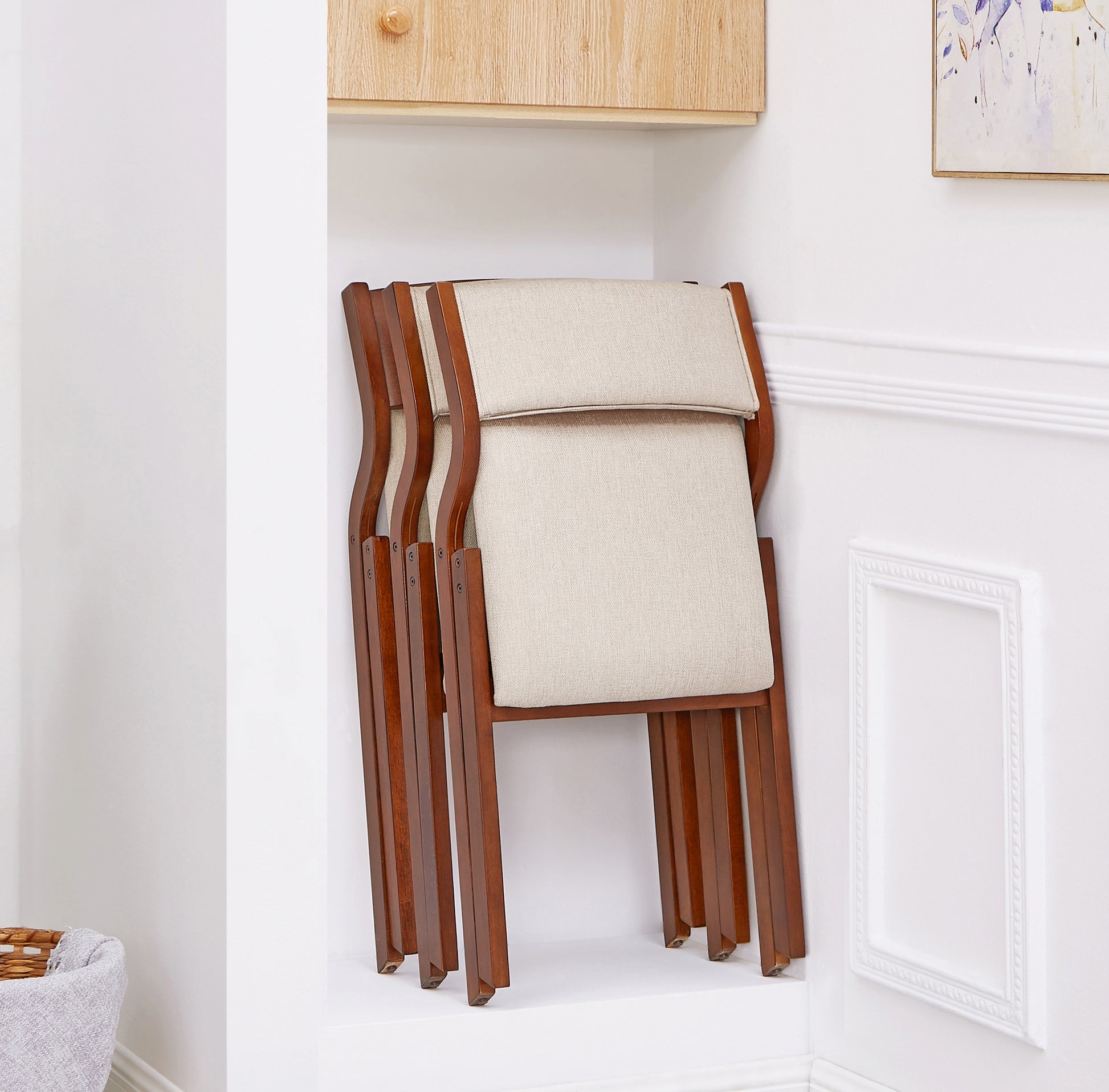 Upholstered Folding Dining Chair, Space Saving,