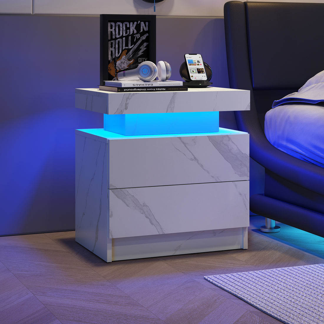 Nightstand Led Bedside Table Cabinet Lights