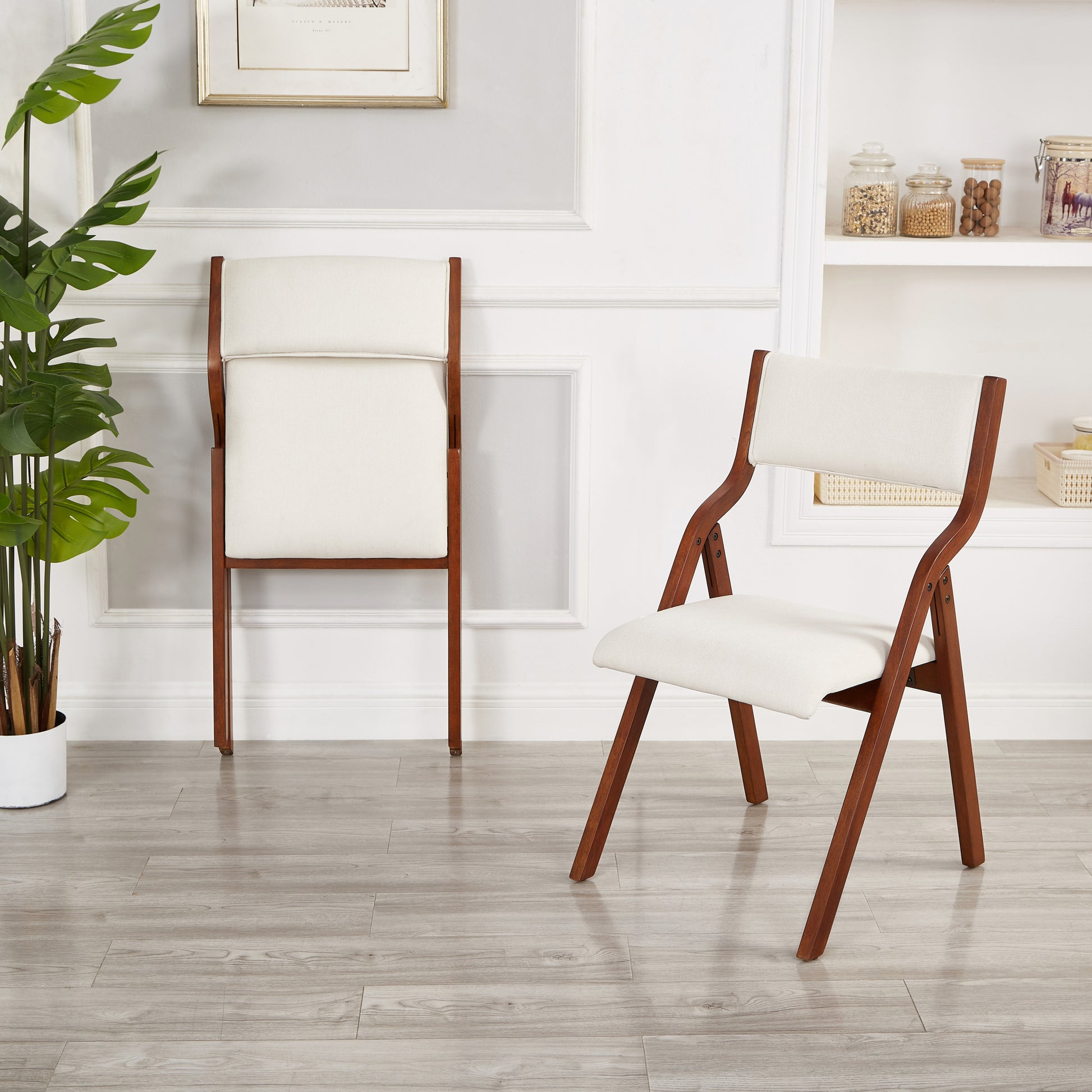 Upholstered Folding Dining Chair, Space Saving,