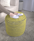 River Water Resistant Handcrafted Cylindrical Pouf green-waterproof fabric