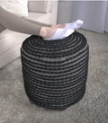 River Water Resistant Handcrafted Cylindrical Pouf black-waterproof fabric