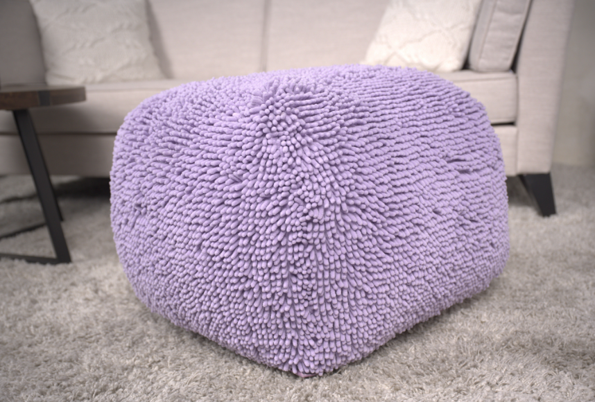 Spongy Microfiber Square Pouf, Lavender lavender-microfiber