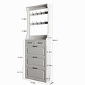 White color shoe cabinet with 3 doors 2 drawers