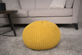 Bordeaux Knitted Cotton Round Pouf, Yellow yellow-cotton