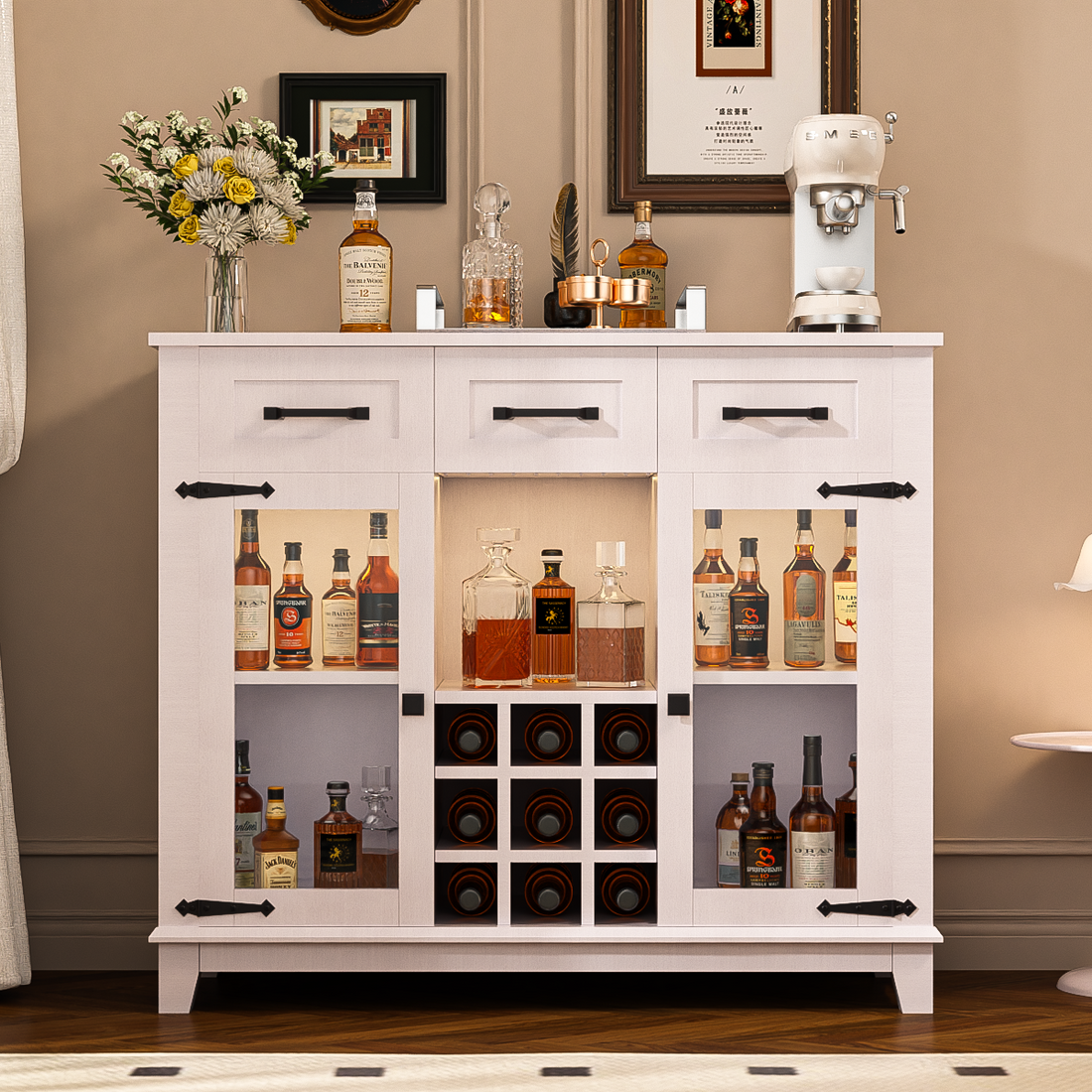 47" Modern Farmhouse Sideboard Buffet Storage