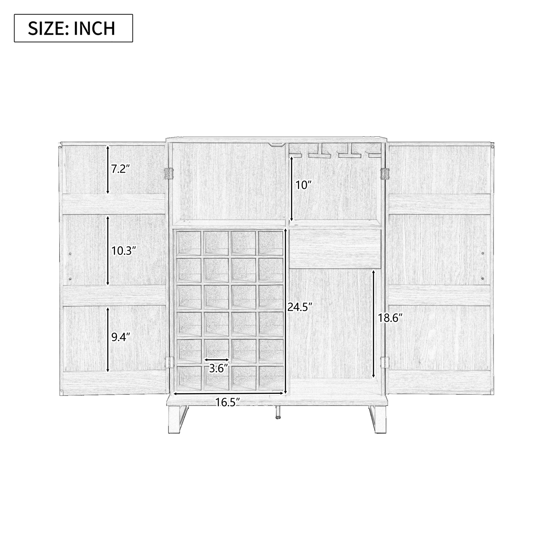 42.5" Modern Home Bar Cabinet Carved Wine Cabinet