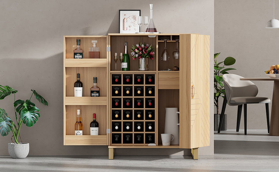 42.5" Modern Home Bar Cabinet Carved Wine Cabinet