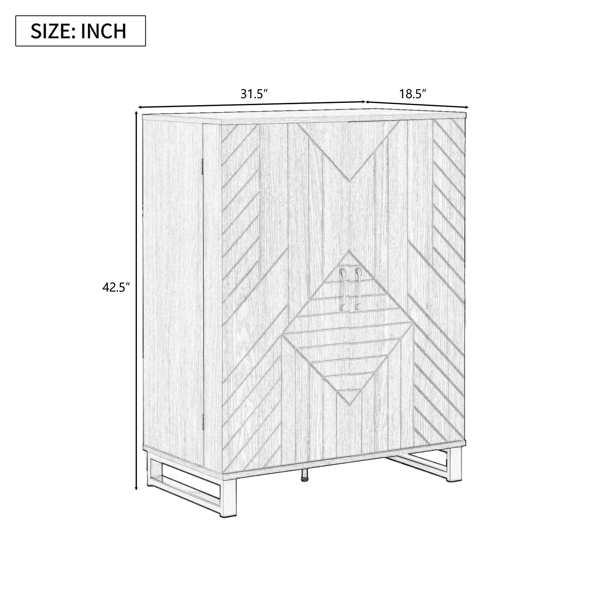 42.5" Modern Home Bar Cabinet Carved Wine Cabinet